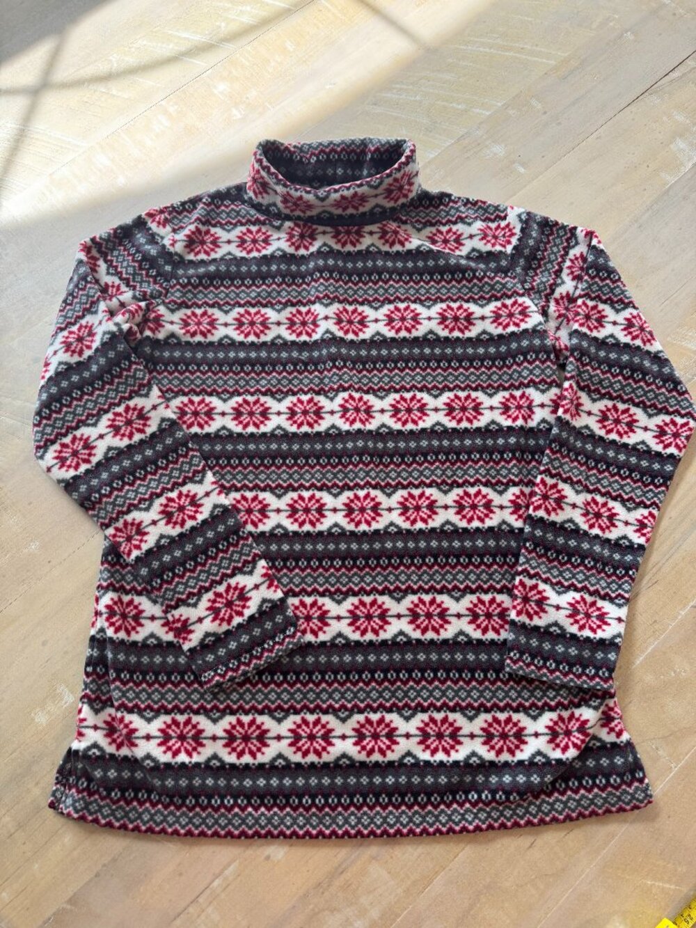 Holiday Nordic Fair Isle Fleece Mock Neck Pullover Winter Sweater Top